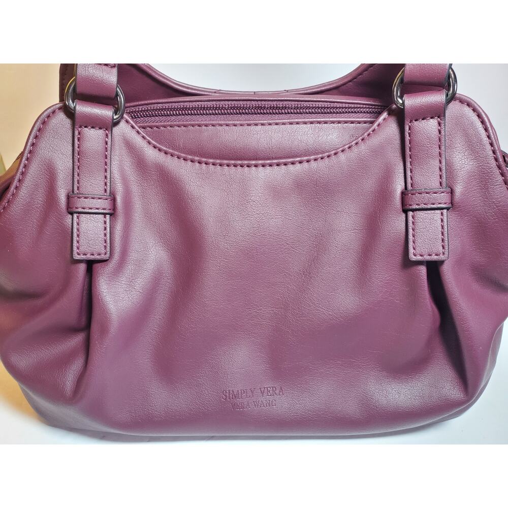 Simply Vera Vera Wang Collection Burgandy Quilted Buena Satchel Crossbody Bag - Picture 6 of 16